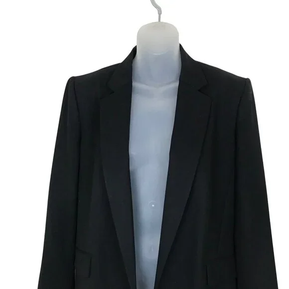 Theory Sedeia Black Open Front Blazer 100% Virgin Wool Size 6 - Picture 4 of 8